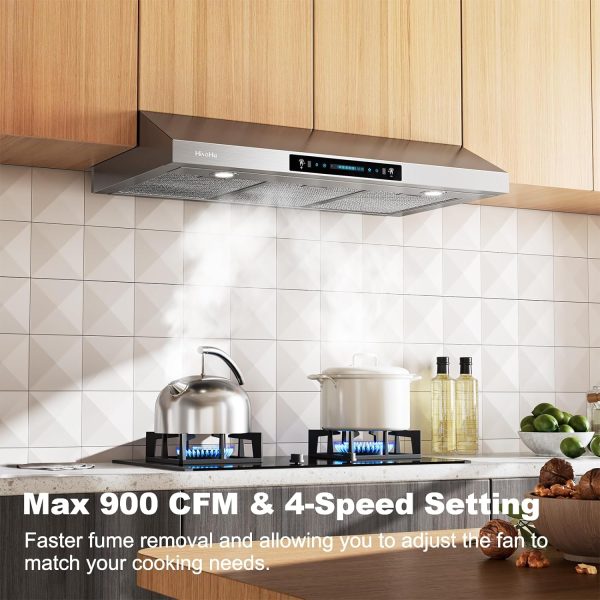 36 Inch Under Cabinet Range Hood with 900-CFM, 4 Speed Gesture Sensing&Touch Control Panel, Stainless Steel Kitchen Vent