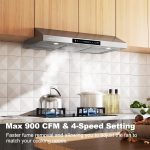 30 Inch Under Cabinet Range Hood with 900-CFM, 4 Speed Gesture Sensing&Touch Control Panel, Stainless Steel Kitchen Vent