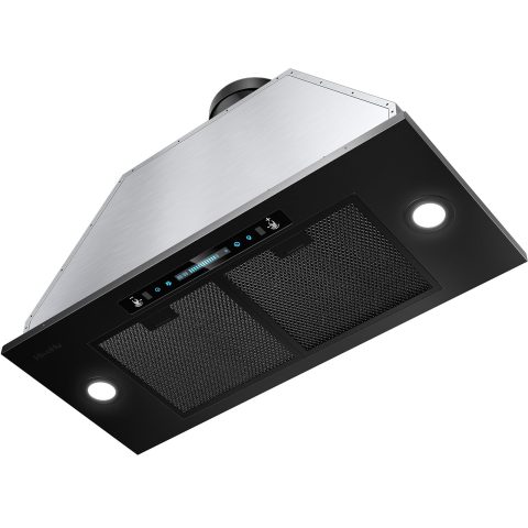 HisoHu Insert Range Hood 30 Inch / 36 Inch, 900 CFM with Ducted Convertible Ductless(Kit Included), Stainless Stee Kitchen Vent Hood with 4 Speed Exhaust(30'', Black)