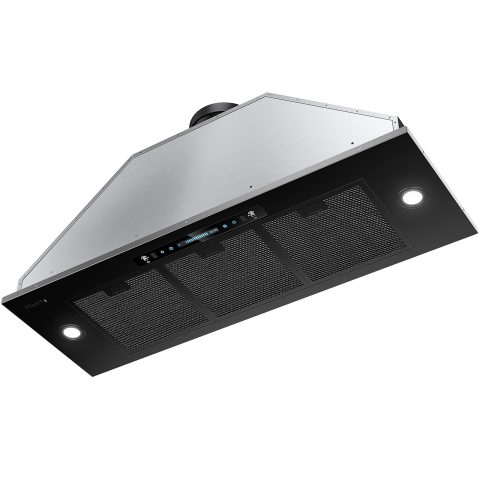 Built-in/Insert Range Hood 900 CFM, Ducted/Ductless Convertible Duct, Stainless Steel Kitchen Vent Hood with 2 Pcs Adjustable Lights and 3 Pcs Baffle Filters (black, 36 inch)