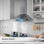 Range Hood 30 Inch 780 CFM, Wall Mount Kitchen Vent Hood Ductless/Ducted Convertible, Hands Free Control 4 Speed Exhaust Fan, Adjustable Chimney & LED Light(PA0230)