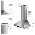 Range Hood 30 Inch, Ductless/Ducted Convertible Wall Mount 780 CFM Kitchen Vent Hood, Stainless Steel Mesh Filters, Hands Free Control 4 Speed Exhaust Fan, Adjustable Chimney & LED Light